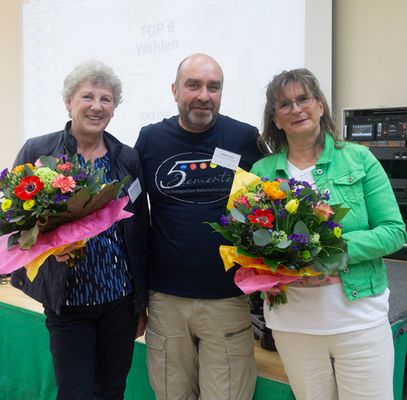 Birgit Christmann (1. Vorsitzende), Stefan Sutor (Schatzmeister), Claudia Kiesler (stellv. Vorsitzende)